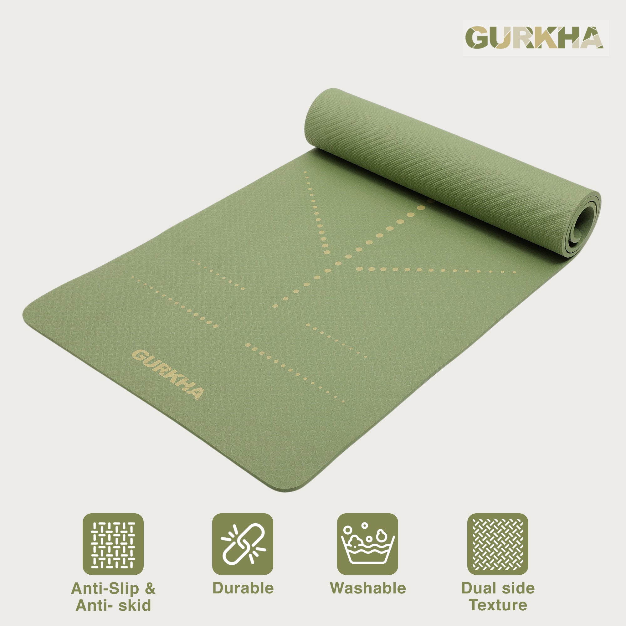 GURKHA TPE Alignment Yoga Mat - DotGuide™