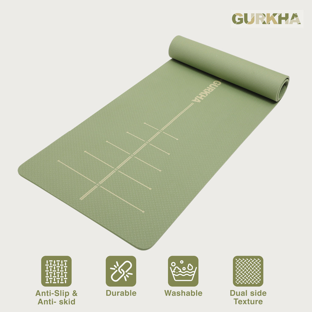 GURKHA TPE Alignment Yoga Mat - LineGrid™