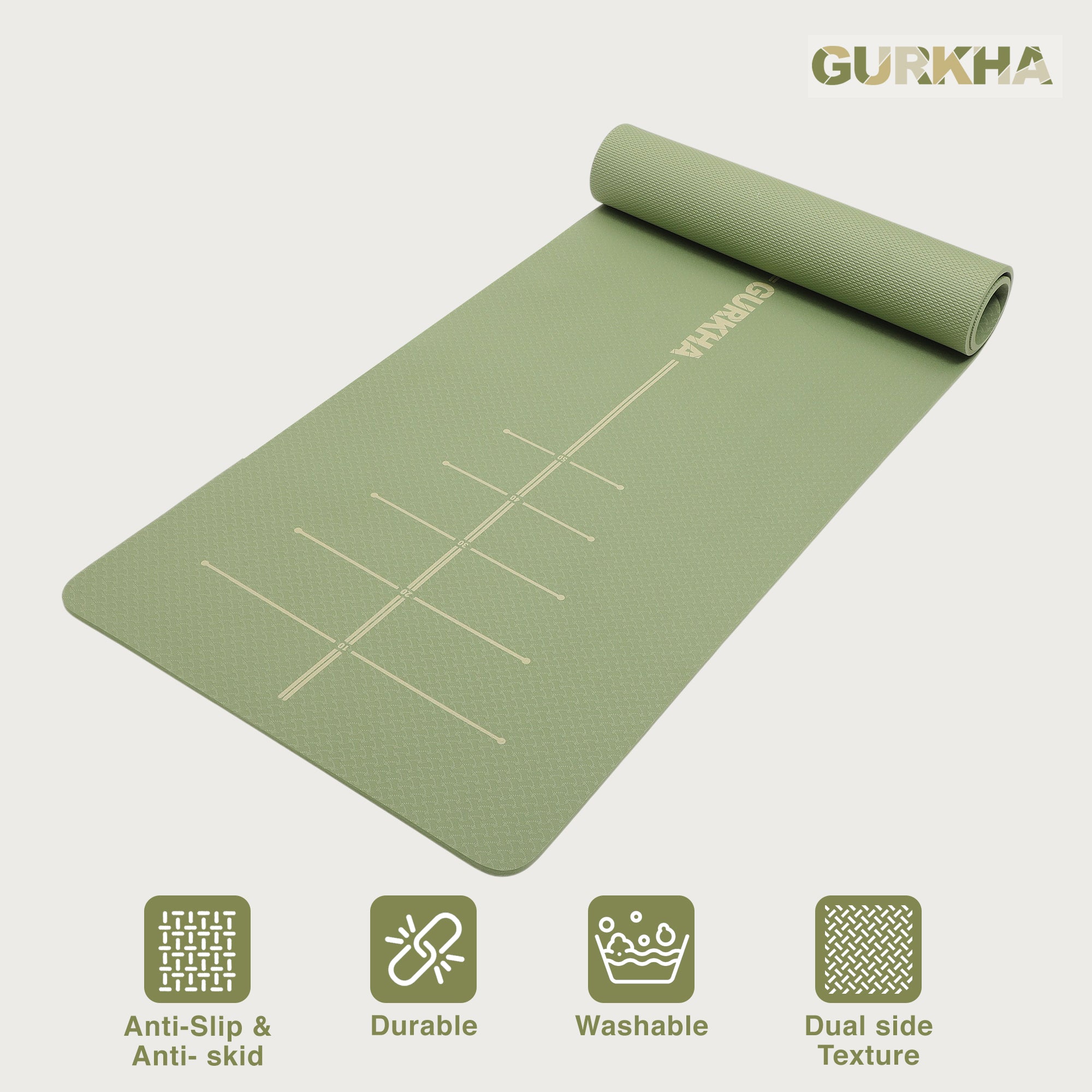 GURKHA TPE Alignment Yoga Mat - LineGrid™