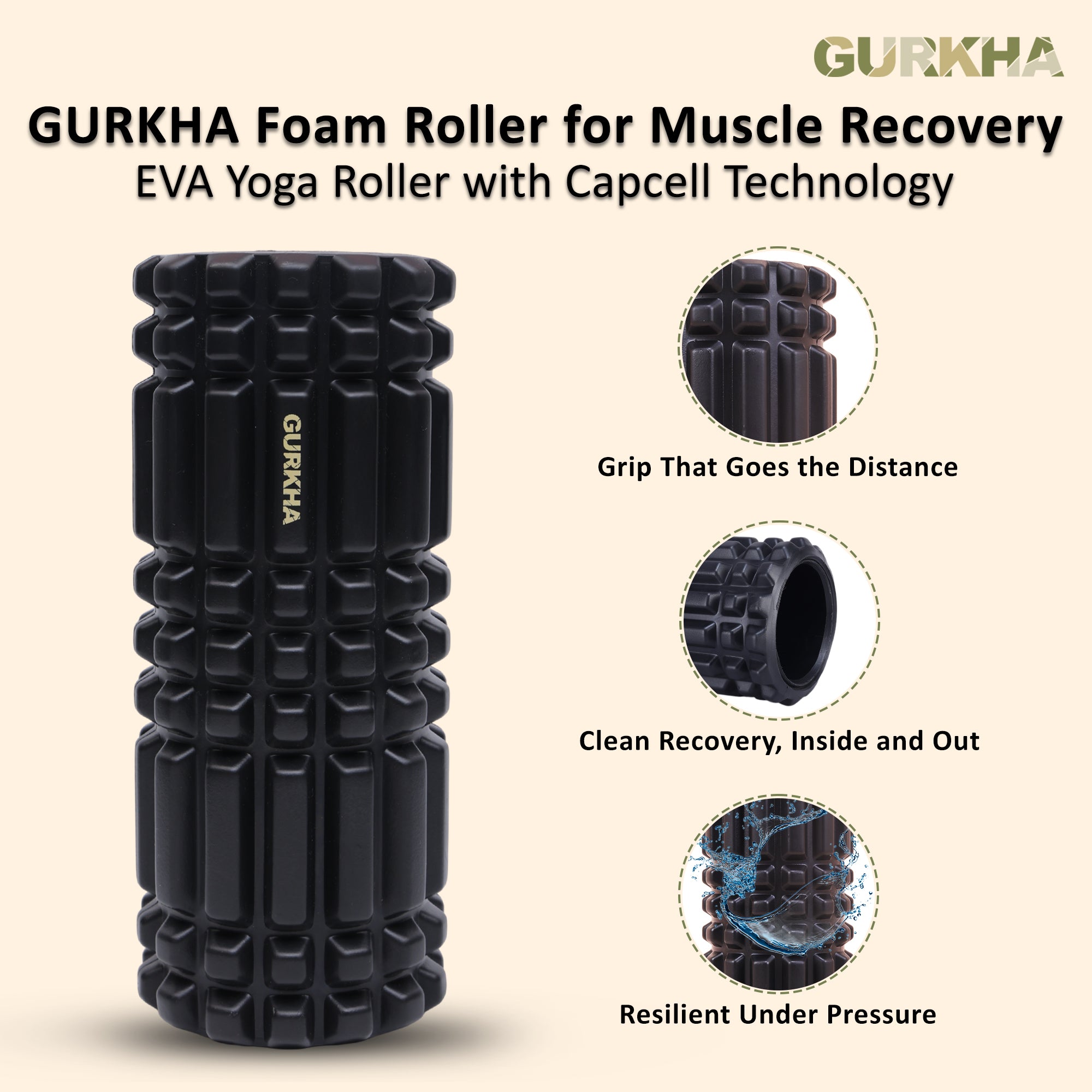 GURKHA Foam Roller for Muscle Recovery - Eternal power