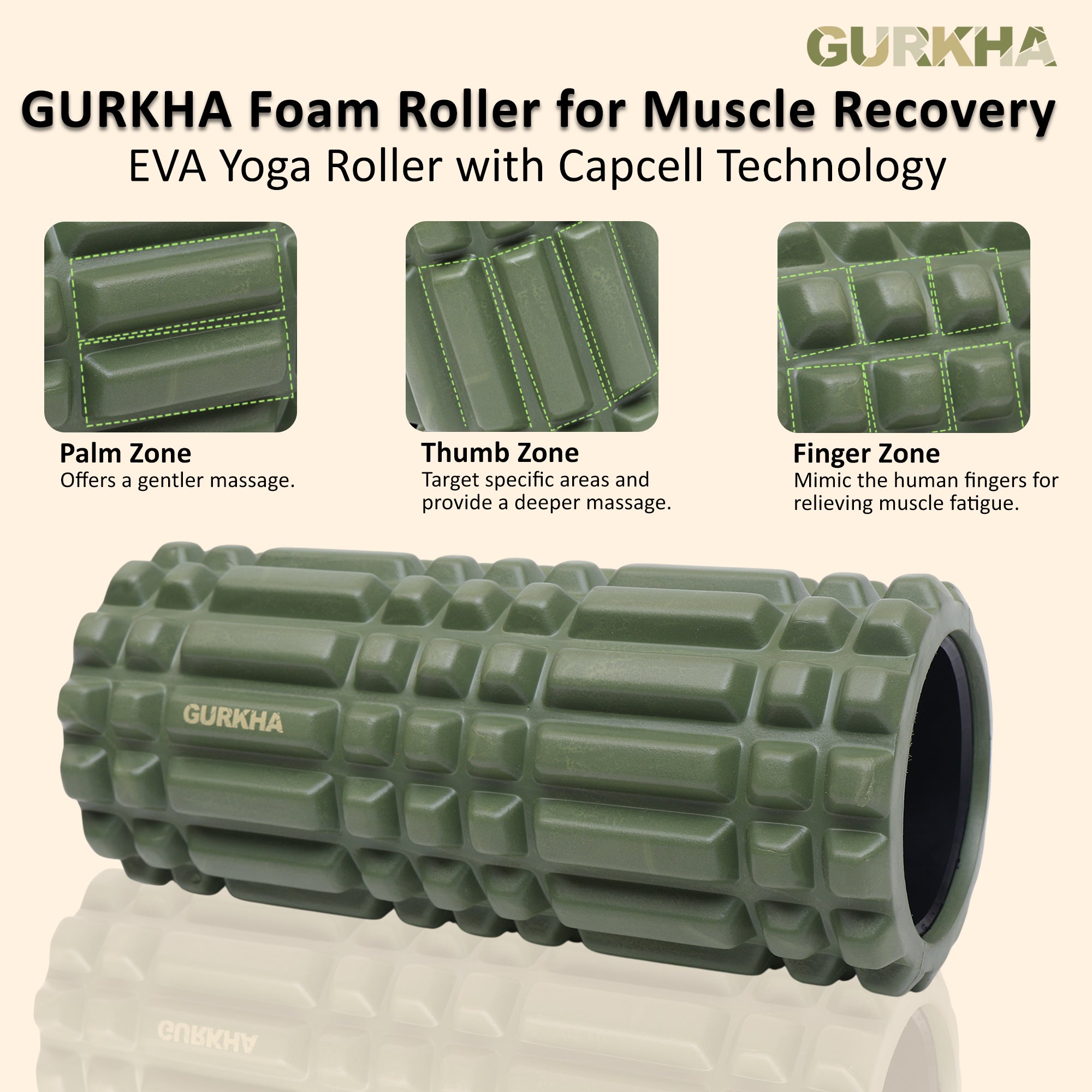 GURKHA Foam Roller for Muscle Recovery - Deep Forest