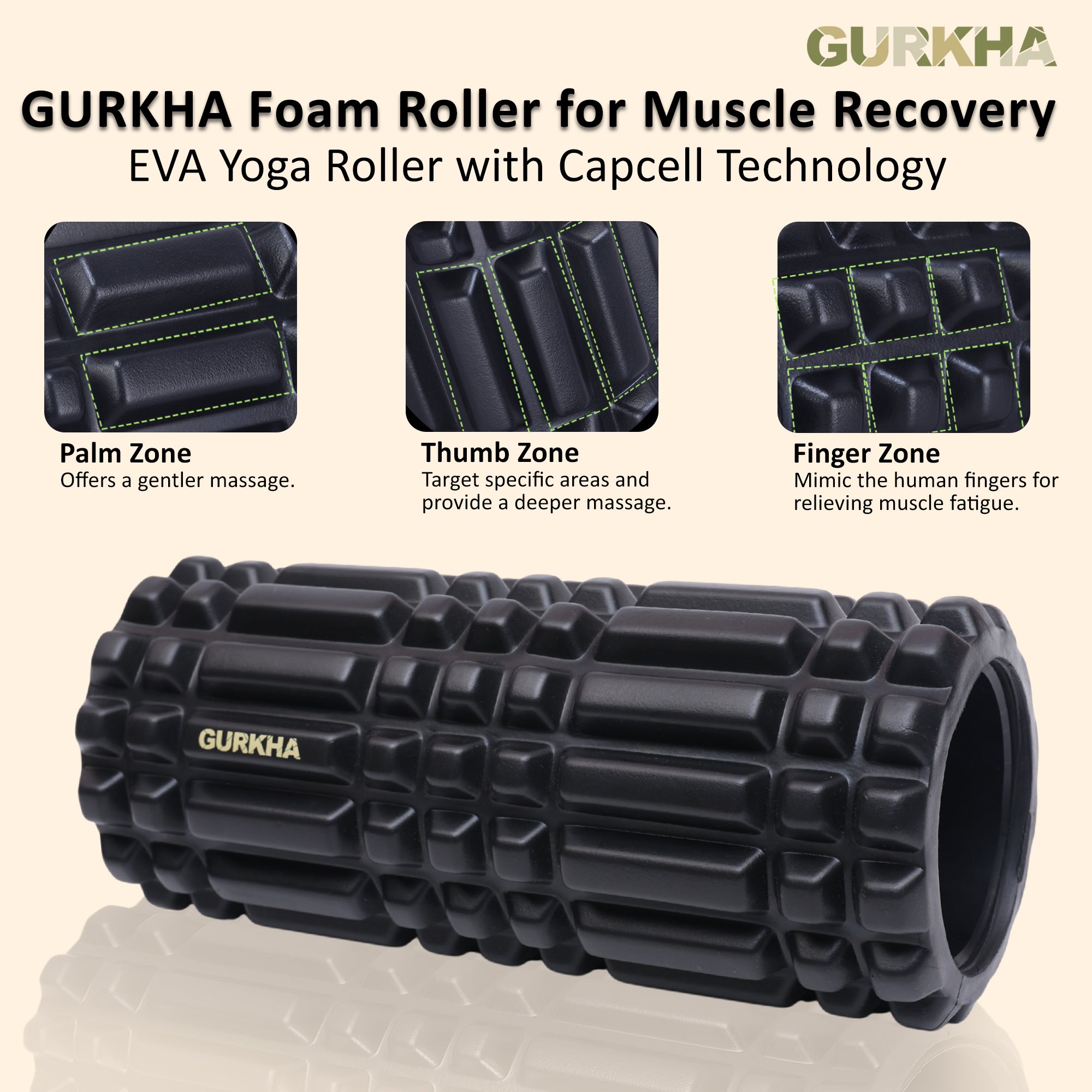 GURKHA Foam Roller for Muscle Recovery - Eternal power