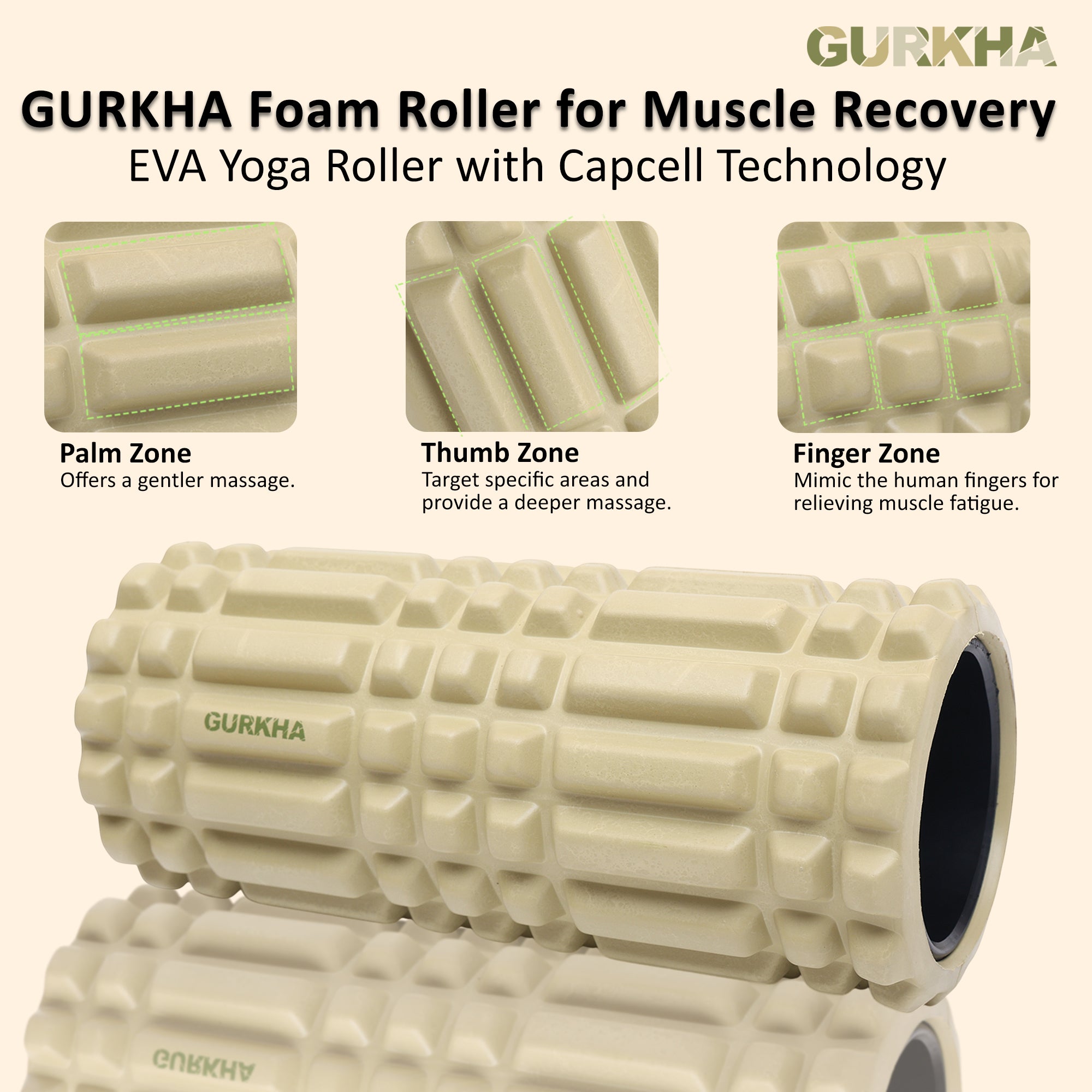 GURKHA Foam Roller for Muscle Recovery - Raw Earth