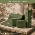 Discipline Combo - Deep Forest (13mm NBR Mat + Foam Roller + Edge Yoga Block)