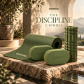 Discipline Combo - Deep Forest 13mm NBR Yoga Mat + Foam Roller + CURV Yoga Block