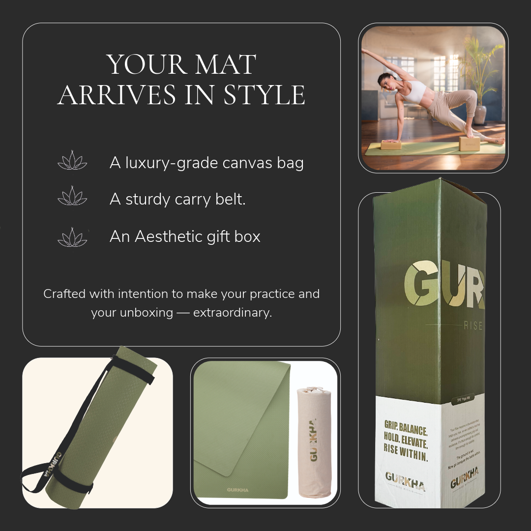 GURKHA 8mm TPE Alignment Yoga Mat - LineGrid™